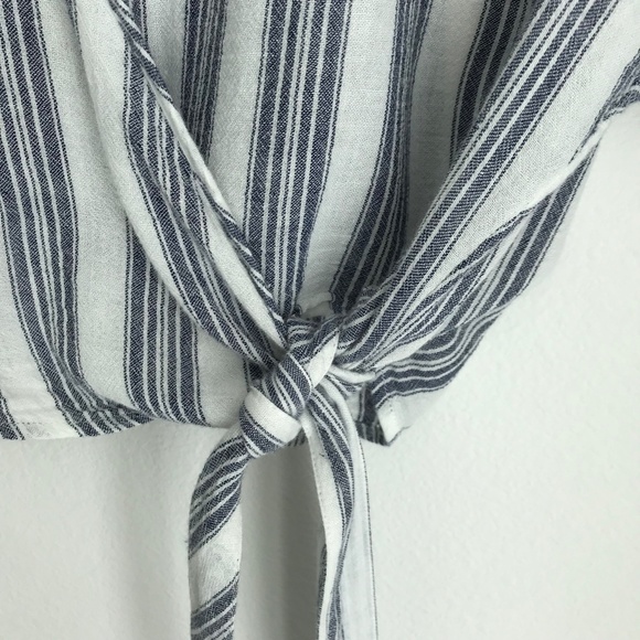 Rails Athena Stanton Striped Cropped V-Neck Wrap Top Size S Short Ruffle Sleeve - Picture 6 of 9